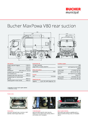 Süpürme kamyonları, çift operasyon Bucher-Schörling MaxPowa V80h rear suction