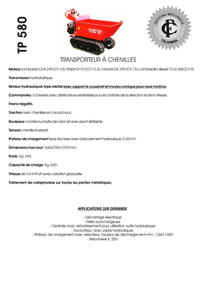 Tracked Dumpers Camisa TP 580