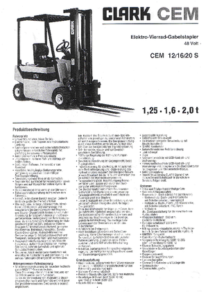 Elektrikli ön-forklift kamyonları Clark CEM 12 S