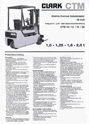 Elektrikli ön-forklift kamyonları Clark CTM 20 X