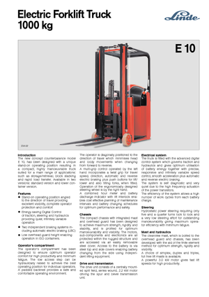Electric forklifts Linde E 10