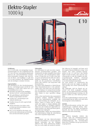 Electric forklifts Linde E 10