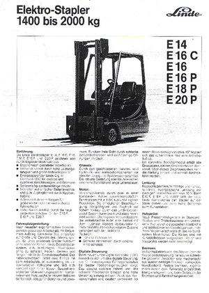 Electric forklifts Linde E 16 C