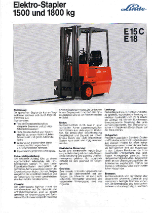 Elektrikli ön-forklift kamyonları Linde E 15 C