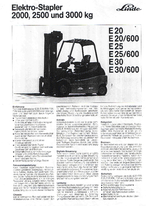 Electric forklifts Linde E 30