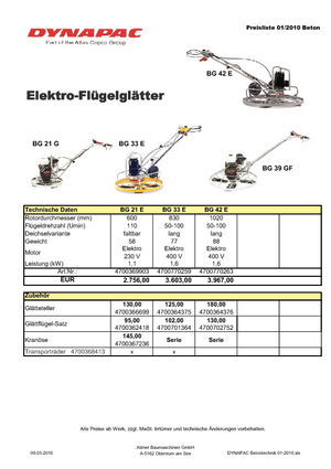 Walk-behind Trowels Dynapac BG 33 E