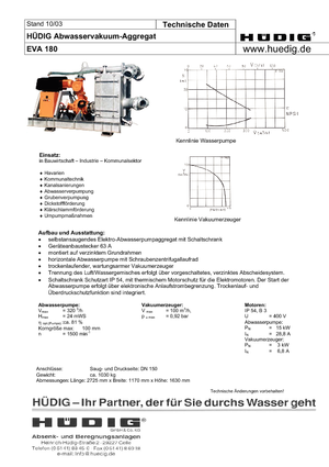 Groundwater Lowering Aggregates Hüdig Eva 180 *