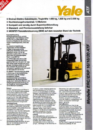 Elektrikli ön-forklift kamyonları Yale ERP 16 ATF Diabolo