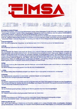 Electric forklifts Fimsa ET 2508