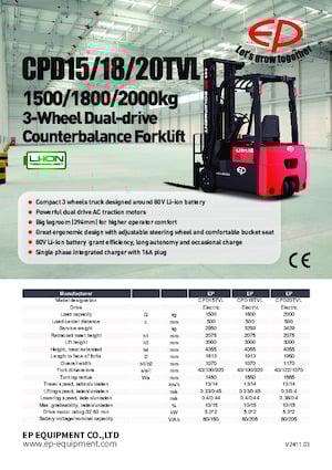 Electric forklifts EP CPD20TVL