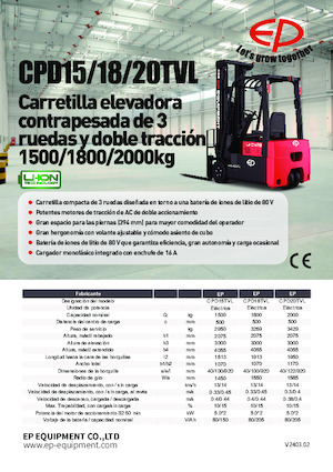 Electric forklifts EP CPD20TVL