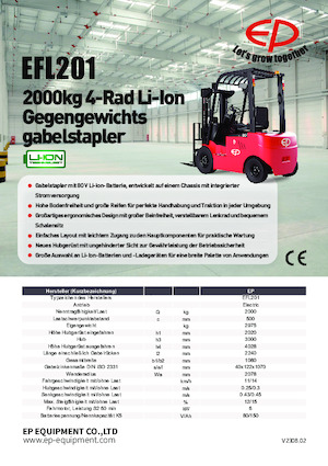 Elektrikli ön-forklift kamyonları EP EFL201