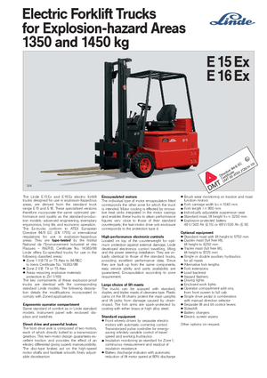 EX Elektrikli Patlamaya Dayanıklı Forkliftler Linde E 16 EX