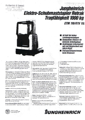 Reach Trucks Jungheinrich ETM/ETV 110