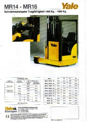 Reach Trucks Yale MR 14