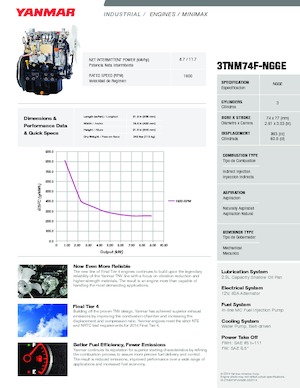 Engines Yanmar 3TNM74F-NGGE