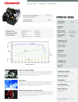 Engines Yanmar 3TNV74F-SDSA