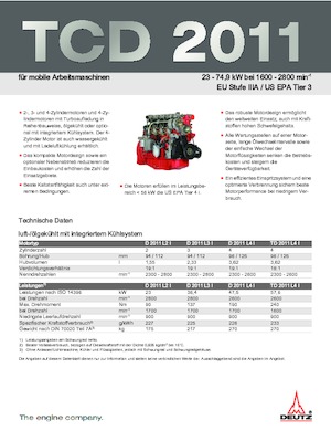 Engines Deutz TCD 2011 L4 W