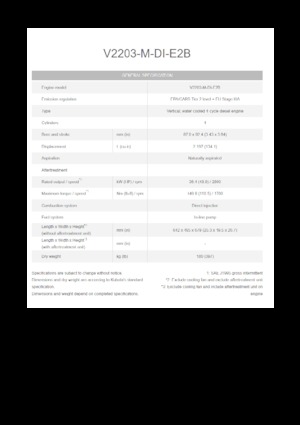 Engines Kubota V2203-M-DI-E2B