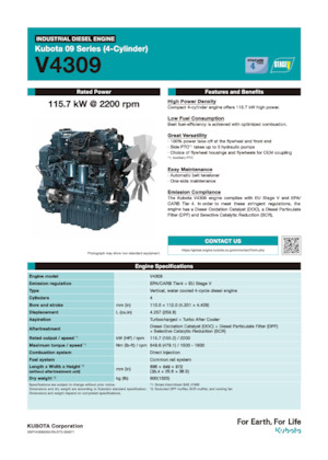 Engines Kubota V4309