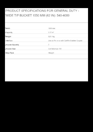 Excavator buckets Caterpillar 1550 MM