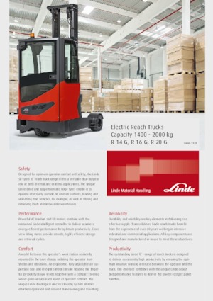 Electric Explosion Proof Reach Trucks Linde R20G Std.