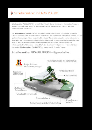 Arka çim biçme makinesi diski, klima olmadan Pronar PDF 301