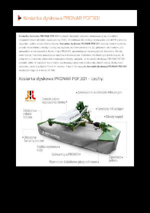 Front-mounted mowers - disc without conditioner Pronar PDF 301