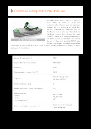 Front-mounted mowers - disc without conditioner Pronar PDF 340