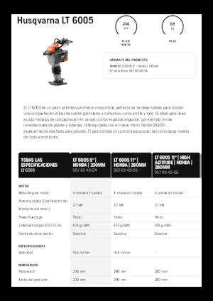 Gasoline and Diesel Rammers Husqvarna LT 6005