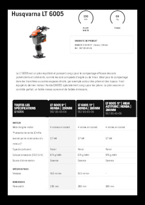 Gasoline and Diesel Rammers Husqvarna LT 6005