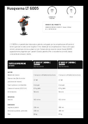 Gasoline and Diesel Rammers Husqvarna LT 6005