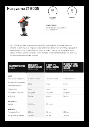 Gasoline and Diesel Rammers Husqvarna LT 6005