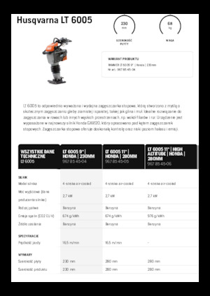 Gasoline and Diesel Rammers Husqvarna LT 6005