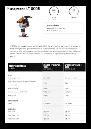 Gasoline and Diesel Rammers Husqvarna LT 8005