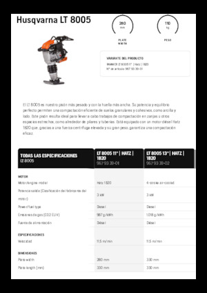 Gasoline and Diesel Rammers Husqvarna LT 8005