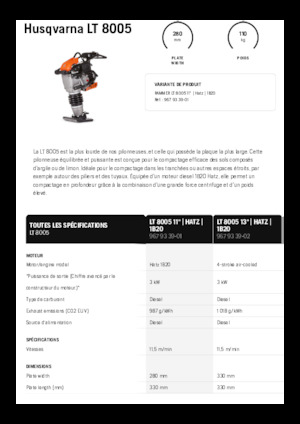 Gasoline and Diesel Rammers Husqvarna LT 8005