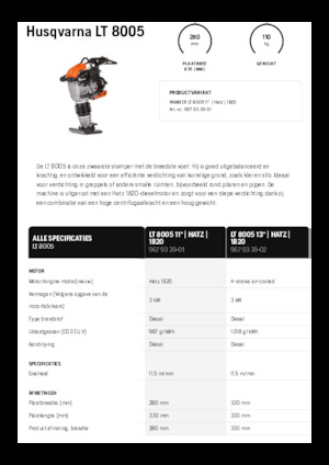 Gasoline and Diesel Rammers Husqvarna LT 8005