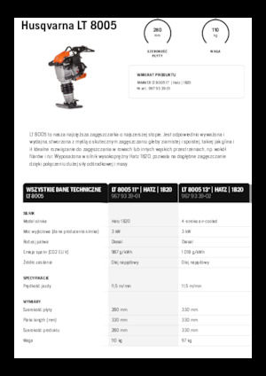 Gasoline and Diesel Rammers Husqvarna LT 8005