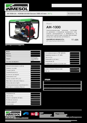 Gasoline Power Generators INMESOL AH-1000-CA