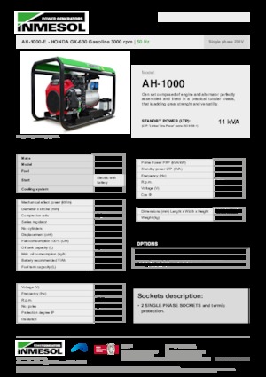 Benzinli Jeneratörler INMESOL AH-1000-E