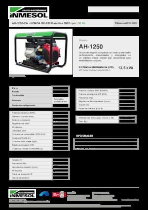 Gasoline Power Generators INMESOL AH 1250-CA