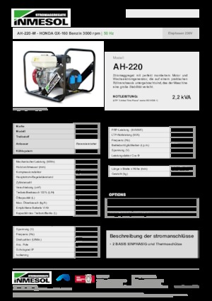 Gasoline Power Generators INMESOL AH-220-M