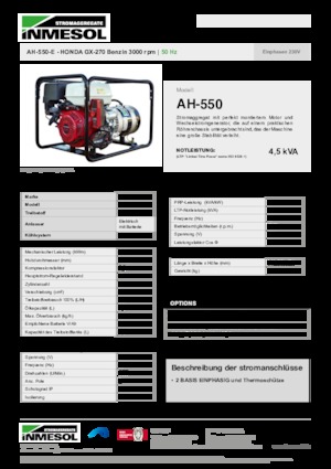 Gasoline Power Generators INMESOL AH-550-E