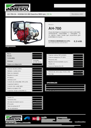 Benzinli Jeneratörler INMESOL AH-700-CA