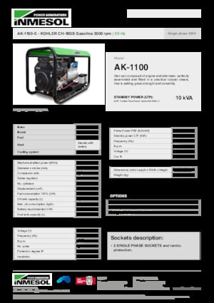 Gasoline Power Generators INMESOL AK-1100-E