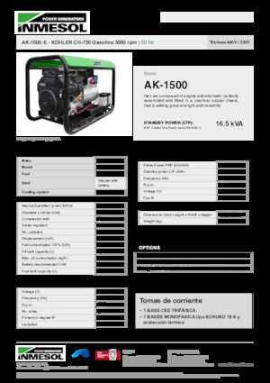 Gasoline Power Generators INMESOL AK-1500-E
