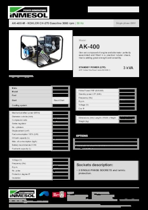 Gasoline Power Generators INMESOL AK-400-M