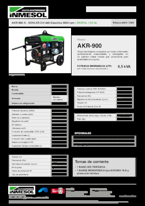 Gasoline Power Generators INMESOL AKR-900-E
