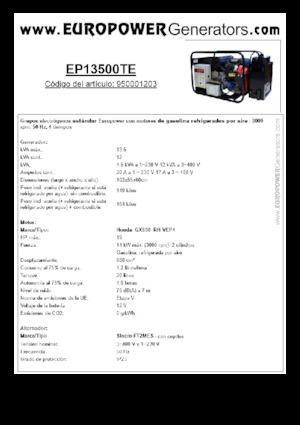 Benzinli Jeneratörler Europower EP13500TE (S)